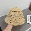 Raffia Straw Bucket Hats Designers Mens Chapéus para Unisex Summer Casual Casual Sunny Cap Moda Letters de luxo com palha bordados