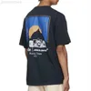 Camisetas para hombre Rhude's New Spring-Summer F1 Grand Prix Motor Racing Cotton Round Neck Sunset Print Camisetas para hombres y mujeres