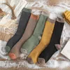 Calcetines cortos de algodón para mujer y niña, gruesos, holgados, transpirables, Vintage, informal, a rayas, Harajuku, cálidos, felices, de alta calidad