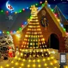 Cadenas luces de árbol al aire libre 9x3m Cadena de estrella de Navidad 288 Cortina de cascada LED Topper Luz de hada