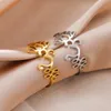 Cluster Rings Dreamtimes Buddhism Lotus Flower Unalome Finger Ring Women Minimalist Stainless Steel Party Valentine's Day Jewelry Gift 2023