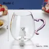 Piatti Tazza d'acqua Simpatico pupazzo di neve tridimensionale Bicchiere per albero di Natale in vetro Set per bere Cartone animato creativo con manico Tazza per latte e succo