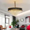 Modern lyx K9 Crystal Chandeliers Black Metal Pendant Light For Living Room Sovrum LED inomhusbelysning Hemdekoration