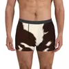 Sous-vêtements nouveauté Boxer Shorts culottes slips hommes véritable marron et blanc sous-vêtements en peau de vache respirant pour homme grande taille