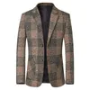 Men's Suits Jacket For Me Spring And Autumn Middle-aged Suit Casual Single-piece Top Clothes Plaid Blazer Men Shiny