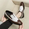 Kleid Schuhe 2023 Männer Oxford Echtes Leder Brogue Lace Up Wohnungen Männlich Casual Schwarz Braun Größe 38-46