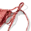 Menas de banho feminina Bikini de verão feminino Prinha de flor Bra de grão de grama baixa cintura