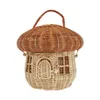 Storage Bottles Rattan Mushroom Basket Woven Baskets Lid Desktop Adornment Cane Shopping