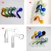 Pyrex Glass Oil Burner Pipe Reting Pipes 14mm 18mm Man For Rig Water Bubbler Bong Adapter Tobak Nagel Böjd form Design Banger Nails