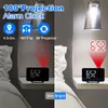 Minuteries Réveil de projection Grand écran LED numérique Horloge Snooze Radio FM Horloge USB avec projecteur rotatif à 180°, étude tout-en-un, bureau, salon chambre à coucher