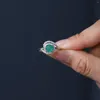 Bagues de cluster GEM'S BALLET Art Déco Onyx Bague Ronde Naturel Vert Agate Fiançailles Vintage 925 Sterling Silver Gemstone Pour Femmes
