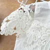 Robes de fille Élégante dentelle fleur fille robe de mariée enfants blanc premier échange robe transparente bébé fille anniversaire soirée robe de princesse 230407