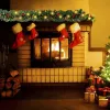 Guirlandes de Noël avec pommes de pin et baies rouges, couronnes de Noël artificielles pour la maison, arbre de Noël, escaliers, porte, décoration du nouvel an