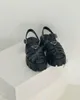 Sommar ny skum sandal designer kvinna lyx mode metall triangel präglad gummi bild strand sexig plattform toffel man utomhus fritid platt sko med låda