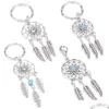 Charmos Mini Caryyring Keyring Dream Catcher Dream Charm Decoração de casa Chazieira Jóia de penas Dreamcatcher Pingente Pingente Holding Dhhsj