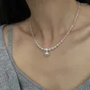 Pendentif Colliers ZAKOL Mode Gris Imitation Perle Corée À La Main Collier De Perles De Mariage Bijoux Accessoires