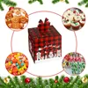 Décorations de Noël Coffrets cadeaux de Noël 3D Buffalo Plaid Xmas Candy Treat Box Rouge et noir Boîte de faveur de Noël S Holiday Gif Otbsr