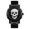 Zegarek na rękę Skull Watch Men Men Black Style luksusowy stalowy zespół wodoodporny kwarc męski zegar renogio masculino kropla