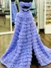 Ruffle Prom Dress 2k24 Lilac Keyhole Bodice Rosette Floral High Slit Young Lady Pageant Winter Formal Evening Cocktail Sweet 16 Birthday Party Hoco Gala Gown Sherri