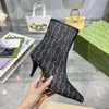 In the Boots spring and autumn fashion high heel ankle boot paint with stretch hose subnet set of wear leather outsole boots women dancing luxury designer wedding 35-41