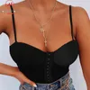 Women's Jumpsuits & Rompers Sexy Women Summer Streetwear Bodysuits Mesh Patchwork Design Button Decor V-Neck Sling Sleeveless Backless Solid