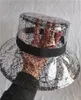 ワイドブリム帽子バケット女性SカジュアルPVCプラスチックガールズソリッドブラックヒョウ巣プリント大漁師サンバイザーキャップパナマハット230407