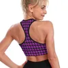 Yoga Outfit Houndstooth Check Sport Bra U Neck Purple And Black Padded Raceback Crop Bras Active Gathering Top For Girls