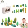 Inne zabawki 1set Drewniane naturalne drzewo symulacyjne dla dzieci Montessori Gra edukacyjna zabawka Dekoracja pokoju dziecięce