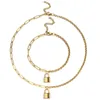 Collier boucles d'oreilles ensemble MinaMaMa cadenas en acier inoxydable pour les femmes trombone chaîne Bracelet colliers ensembles bijoux