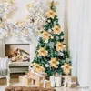 Kerstversiering 20/25cm Grote Kunstmatige Kerstbloemen Glitter Kerstboom Hangende Ornamenten Kerstdecoratie Voor Thuis Nieuwjaar Navidad 2023 R231107