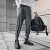 Calças masculinas primavera e verão calças harém masculinas com comprimento do tornozelo afunilado na moda cintura elástica conjunto casual preto e cinza 230407