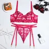 Set reggiseno e mutandine sexy Set biancheria intima di pizzo ricamato con paillettes Set di slip erotici Perizoma perizoma Lingerie Costumi porno