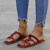 Pantoufles 2023 été femmes sandales plates décontractées mode imprimé serpent couleur mixte dame diapositives confort chaussures plates en plein air