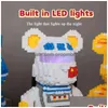 كتل Coll Net Red Love Bear Bear Series Assamble Building Build Toy Bricks مع مجموعة إضاءة مضادة للألعاب للأطفال Drop Drop DhvJL