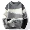 Men's Sweaters Cashmere Blend Sweater O-neck Thickened Bottom Solid Color Twisted Pattern Autumn Winter Loose Knit 4XL-M