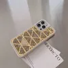 Luxurys Farmling Rhinestone Phone Cases المصممين أزياء رسائل غلاف الفضة الفضية الذهبية