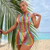 Sexig underkläder Kvinnor Kroppsklänning Multicolor Fishnet Bodysuit Beachwear Nightgown Transparent Erotic Lingerie Porno Costumes