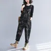 Damesjeans Ethnic Woman Suspenders enkellengte broek één stuk 2023 lente en zomer losse mode retro print bloemen jumpsuit