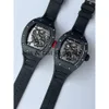 SUPERCLONE Schwungraduhr Richa Milles Armbanduhr Rm055 Weiße Keramik Automatische mechanische transparente Kohlefaseruhr222 Montres de Luxe