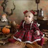 Robes de fille 1-6Y Noël filles robe rouge enfant en bas âge bébé enfant filles dentelle volants tutu robe de soirée plaid costumes de noël enfants vêtements 230406