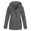 Women's Trench Coats Windproof Zipper Up Long Jackets Autumn Winter Oversize Outdoor Hooded Casual Waterproof Hiking