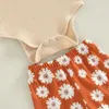 Zestawy odzieży Baby Girl Summer Suit SIT STILNY KOLOR ZBICOWANY SUKSUT KUSZCZES Kwiatowy nadruk Rozklosze spodnie
