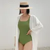 Costumi da bagno da donna Sexy manica corta Costume da bagno intero Donna Solid Open Back Monokini Cut-Out Costume da bagno Corea Push Up Pad