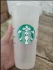 人魚の女神24oz/710mlプラスチックマグカップタンブラー再利用可能なクリアドリンクフラットボトムピラーシェイプレッドストローカップマグカップ