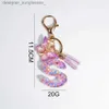 Keychains Lanyards Purple Snowflakes Butterfly A To Z Letter Keychain 26 Initials Alphabet Butterfly Tassel Pendant Key Chain Jewelry Women GiftL231107