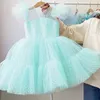 Girl's Dresses Girls 'Mesh Sheer Princess Dress Children's 4-10 Year Wedding Party Tutu Prom Vestidos Children's Communication Evening Dress 230407