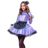 Trajes sexy vestido de empregada francesa manga puff laser empregadas roupa exótico servo vestidos personalizado sissy cosplay traje de halloween para mulher