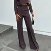 Women's Pants Casual Suit Spring And Autumn High-Grade Fashion Temperament Style High-waisted Wide-Leg Coffee Color