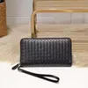 men BU top original single-layer cowhide woven bag clutch bag 1:1 high-quality zipper wallet 5A designer bag original wallet card holder high-quality manufacturer