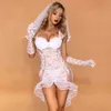 JSY Cosplay Abito da Sposa in Pizzo Abito da Donna Intimo Lingerie da Sposa Erotica Costumi Porno Abiti da Gioco di Ruolo Sexy